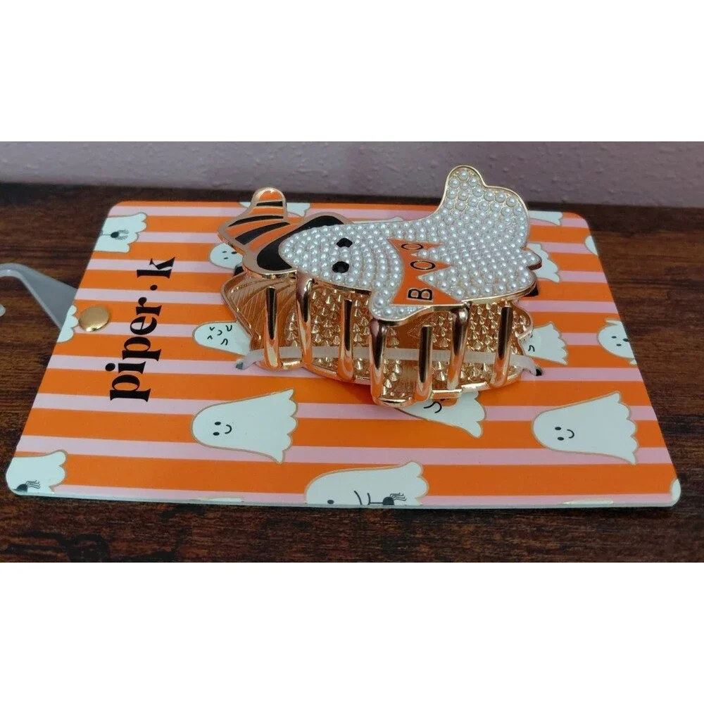 Piper K Hair Clip Ghost Boo Witch Pearl Metal Hair Clip Claw Halloween